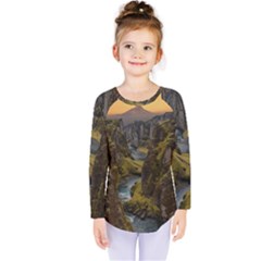 Landscape-cannon-river-mountain Kids  Long Sleeve Tee