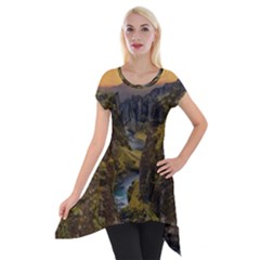 Landscape-cannon-river-mountain Short Sleeve Side Drop Tunic