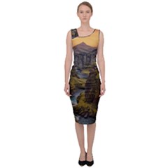 Landscape-cannon-river-mountain Sleeveless Pencil Dress