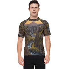 Landscape-cannon-river-mountain Men s Short Sleeve Rash Guard