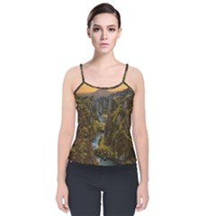 Landscape-cannon-river-mountain Velvet Spaghetti Strap Top