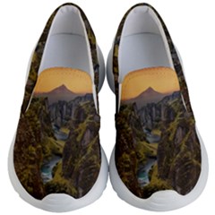 Landscape-cannon-river-mountain Kids Lightweight Slip Ons