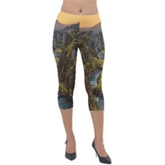 Landscape-cannon-river-mountain Lightweight Velour Capri Leggings 