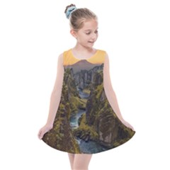 Landscape-cannon-river-mountain Kids  Summer Dress