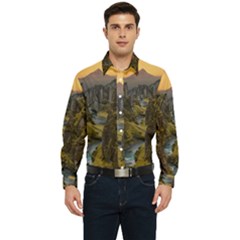 Landscape-cannon-river-mountain Men s Long Sleeve Pocket Shirt 