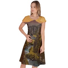 Landscape-cannon-river-mountain Classic Short Sleeve Dress