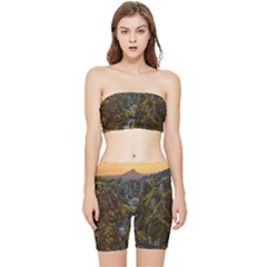 Landscape-cannon-river-mountain Stretch Shorts and Tube Top Set