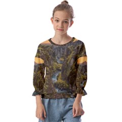 Landscape-cannon-river-mountain Kids  Cuff Sleeve Top