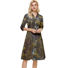 Landscape-cannon-river-mountain Classy Knee Length Dress