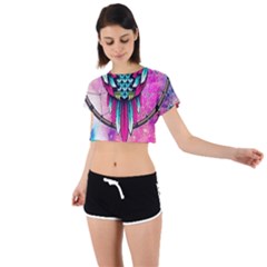 Owl Dreamcatcher Tie Back Short Sleeve Crop Tee by Sudhe