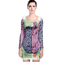 Brain-heart-balance-emotion Long Sleeve Bodycon Dress by Sudhe