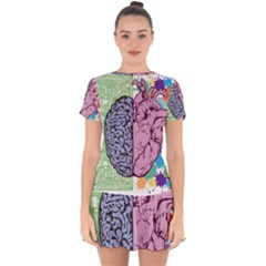 Brain-heart-balance-emotion Drop Hem Mini Chiffon Dress by Sudhe