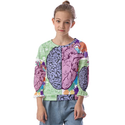 Brain-heart-balance-emotion Kids  Cuff Sleeve Top by Sudhe