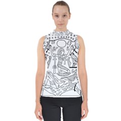 Egyptian-hieroglyphics-history-seb Mock Neck Shell Top by Sudhe