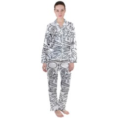 Egyptian-hieroglyphics-history-seb Satin Long Sleeve Pajamas Set by Sudhe