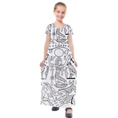 Egyptian-hieroglyphics-history-seb Kids  Short Sleeve Maxi Dress