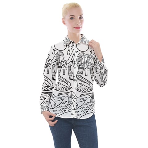 Egyptian-hieroglyphics-history-seb Women s Long Sleeve Pocket Shirt by Sudhe