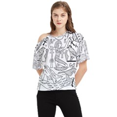 Egyptian-hieroglyphics-history-seb One Shoulder Cut Out Tee by Sudhe