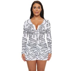 Egyptian-hieroglyphics-history-seb Long Sleeve Boyleg Swimsuit