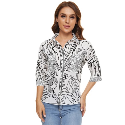 Egyptian-hieroglyphics-history-seb Women s Quarter Sleeve Pocket Shirt by Sudhe