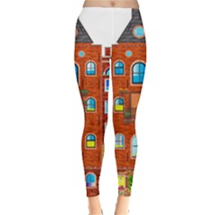 Town-buildings-old-brick-building Leggings  by Sudhe