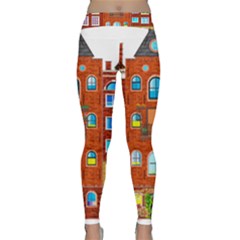 Town-buildings-old-brick-building Classic Yoga Leggings by Sudhe