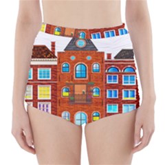 Town-buildings-old-brick-building High-waisted Bikini Bottoms by Sudhe