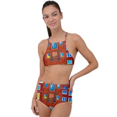 Town-buildings-old-brick-building High Waist Tankini Set by Sudhe