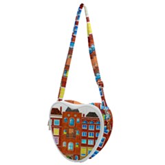 Town-buildings-old-brick-building Heart Shoulder Bag by Sudhe