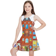 Town-buildings-old-brick-building Kids  Lightweight Sleeveless Dress