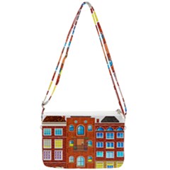 Town-buildings-old-brick-building Double Gusset Crossbody Bag by Sudhe