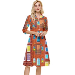 Town-buildings-old-brick-building Classy Knee Length Dress by Sudhe