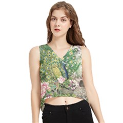 Peafowl Peacock Feather-beautiful V-neck Cropped Tank Top by Sudhe