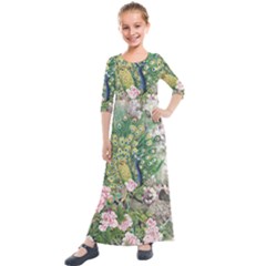 Peafowl Peacock Feather-beautiful Kids  Quarter Sleeve Maxi Dress