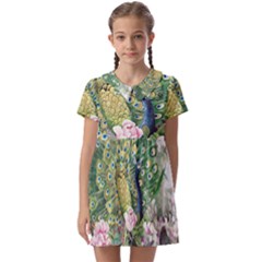 Peafowl Peacock Feather-beautiful Kids  Asymmetric Collar Dress by Sudhe