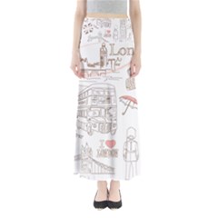 London-paris-drawing-vector-london-comics Full Length Maxi Skirt by Sudhe