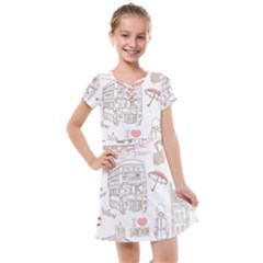 London-paris-drawing-vector-london-comics Kids  Cross Web Dress by Sudhe