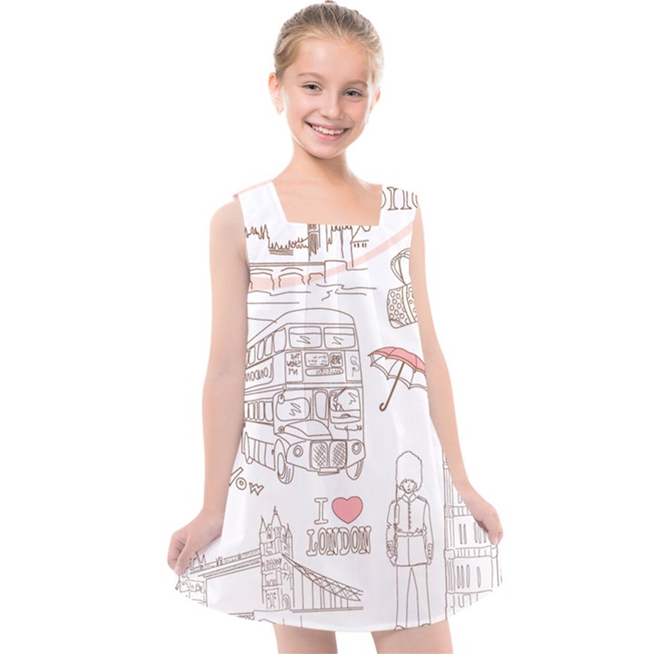 London-paris-drawing-vector-london-comics Kids  Cross Back Dress