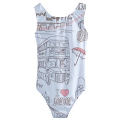 London-paris-drawing-vector-london-comics Kids  Cut-out Back One Piece Swimsuit by Sudhe