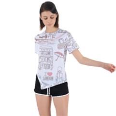 London-paris-drawing-vector-london-comics Asymmetrical Short Sleeve Sports Tee by Sudhe