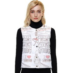 London-paris-drawing-vector-london-comics Women s Short Button Up Puffer Vest