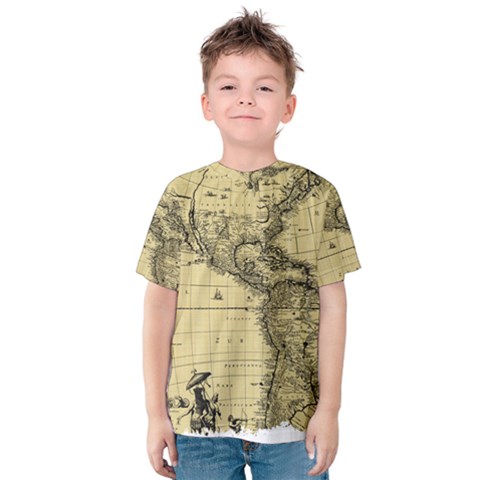 Map-vintage-old-ancient-antique Kids  Cotton Tee by Sudhe