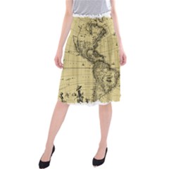 Map-vintage-old-ancient-antique Midi Beach Skirt by Sudhe