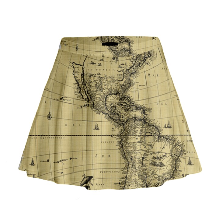 Map-vintage-old-ancient-antique Mini Flare Skirt