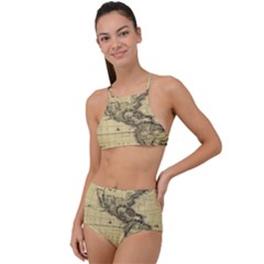 Map-vintage-old-ancient-antique High Waist Tankini Set by Sudhe