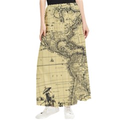 Map-vintage-old-ancient-antique Maxi Chiffon Skirt by Sudhe