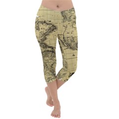 Map-vintage-old-ancient-antique Lightweight Velour Capri Yoga Leggings by Sudhe