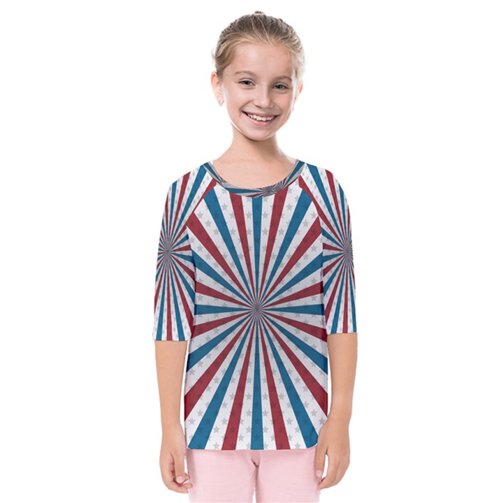 Usa-deco-background Kids  Quarter Sleeve Raglan Tee