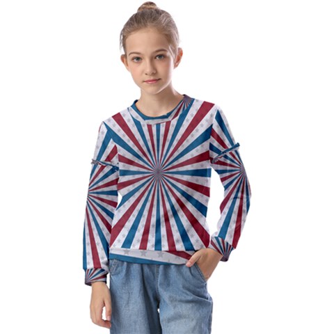 Usa-deco-background Kids  Long Sleeve Tee With Frill  by Sudhe