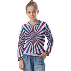 Usa-deco-background Kids  Long Sleeve Tee With Frill 